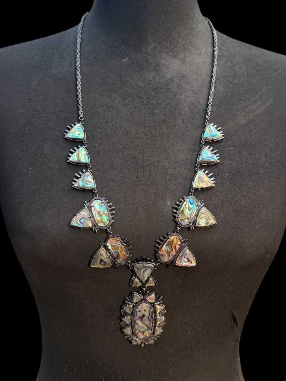Kendra Scott Havana Gunmetal Necklace in Abalone, Yellow Rose Collection HTF - Picture 5 of 8
